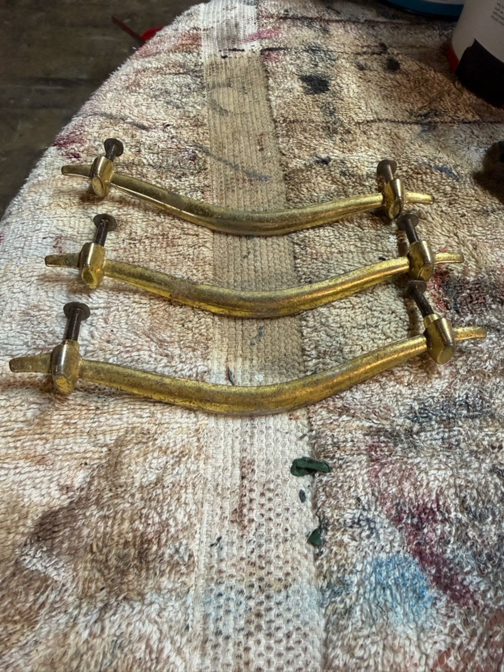 Set of 3 Vintage Curved Brass Drawer Pulls